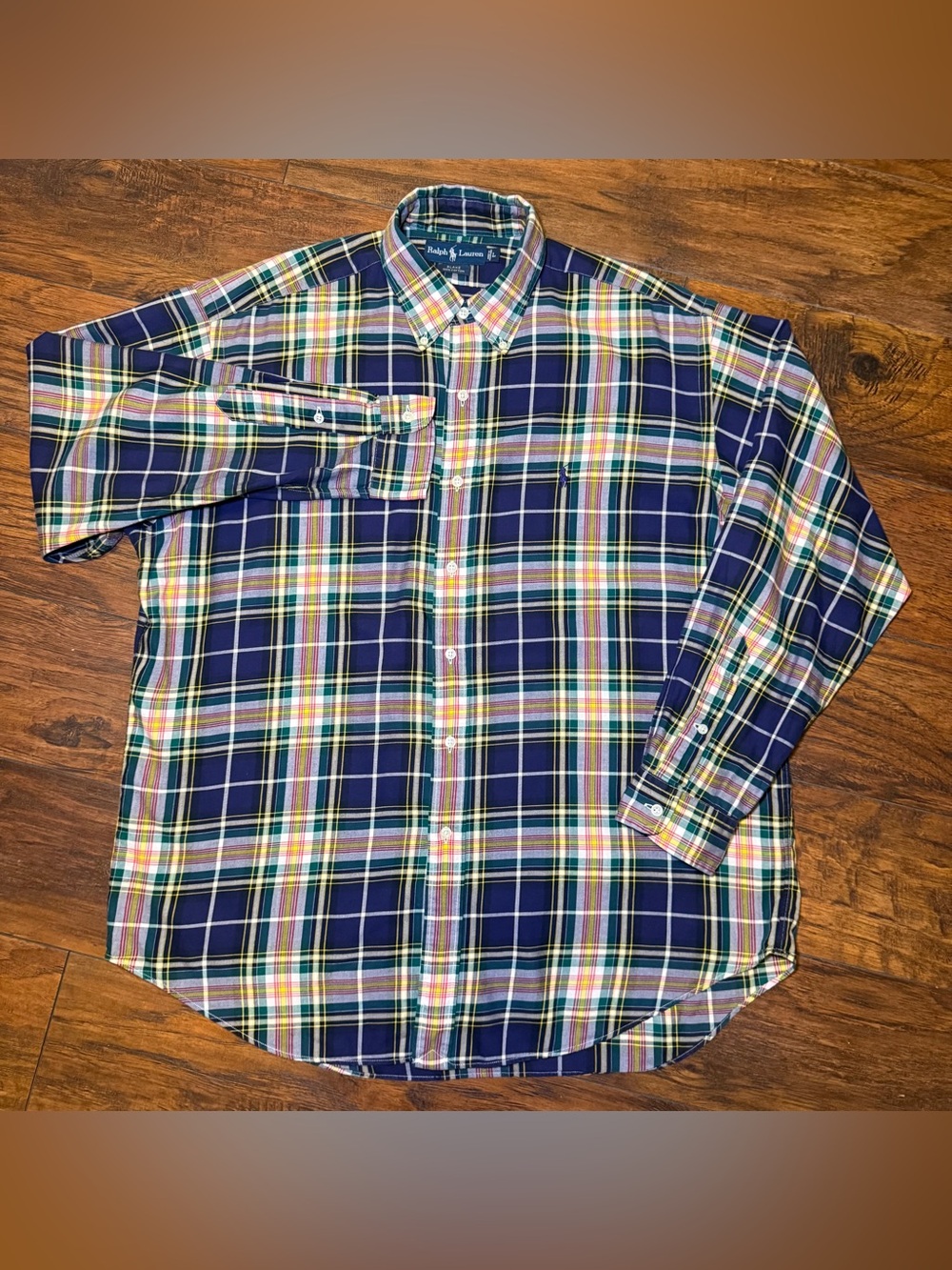 Vtg 90s Polo Ralph Lauren Blake Plaid Button Down Shirt L Mens Tartan Preppy Ivy